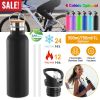 Sports Water Bottle Stainless Steel Vacuum-Insulated Drinking Cup W/ Straws Outdoor Cycling Hiking