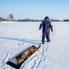 Deer Drag Sled With Handle Deer Cart Game Hauler Snow Sledding Pad Hunting Gear Supplies With 32.8Ft Black Rope 16.1Ft White Rope For Hunting Ice Fish