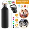 Sports Water Bottle Stainless Steel Vacuum-Insulated Drinking Cup W/ Straws Outdoor Cycling Hiking