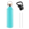 Sports Water Bottle Stainless Steel Vacuum-Insulated Drinking Cup W/ Straws Outdoor Cycling Hiking For Cold Hot Water