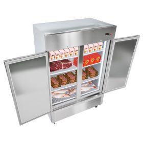 Commercial Freezer, 32.2 in Width Reach In Upright-Freezer Double Door, 43.2 Cu.ft Auto-Defrost Stainless Steel Freezer with 8 Adjustable Shelves