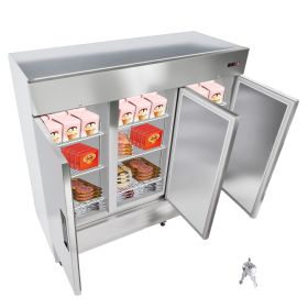 Commercial Freezer, 32.2 in Width Reach In Upright-Freezer Three Door, 66.9 Cu.ft Auto-Defrost Freezer with 12 Adjustable Shelves