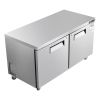 60" W Commercial Freezer, 14.8 Cu.Ft Worktop Freezers Undercounter with LED Auto Lighting and Lockable Door, 2 Doors Food Freezing Prep Worktable