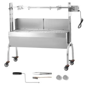 Rotisserie Grill with Windscreen, BBQ Whole Pig Lamb Goat Charcoal Spit Grill, 46 Inch 132 Lbs Capacity