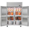 Commercial Freezer, 31.89 in Width Reach In Upright-Freezer Four Door, 31.4 Cu.ft Auto-Defrost Stainless Steel Freezer with 6 Adjustable Shelves