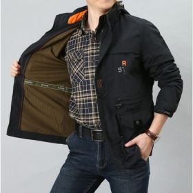 Men's Medium To Long Casual Outdoor Hooded Plus Size Jacket (Option: Black 1-L)