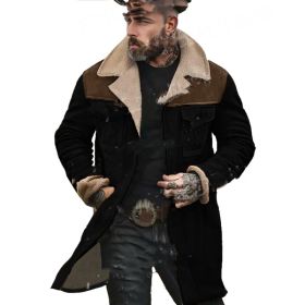Suede Multicolor Jacket Multi-pocket Zipper (Option: Black-M)