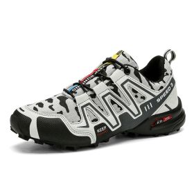 Men Hiking Shoes Climbing Male Sports Shoes Work Safety Toe Tactical Non-Slip Durable Trekking Sneakers Mens Footwear (Option: LIGHT GREY-40)