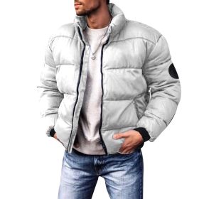 Coat Stand-up Collar Downcotton-padded Jacket Thickened Men's Cotton Jacket (Option: Grey-L)
