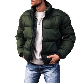 Coat Stand-up Collar Downcotton-padded Jacket Thickened Men's Cotton Jacket (Option: Army Green-S)