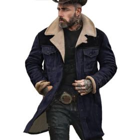 Suede Multicolor Jacket Multi-pocket Zipper (Option: Navy Blue-2XL)