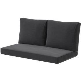 2 Seat Patio Furniture Cushions, Thick Outdoor Loveseat Cushion Set with Removable Cover, 46x26x5 in, Black (Option: Black-700x560x190 mm)