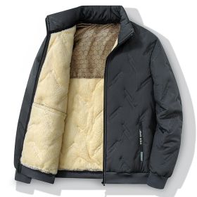 New Graphene-design Cotton Coat Winter Warm Thickened Fleece Jacket Fashion Casual Mens Clothing (Option: Grey-L)