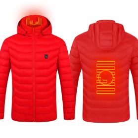 Winter Heated Jacket USB Electric Cotton Coat Zip-up Heater Thermal Clothing Heating Vest For Men (Option: Red Zone2-L)