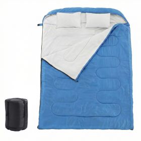 Adult Double Warm Sleeping Bag With Pillow, Lightweight, Portable And Compact Double Sleeping Bag (Option: Blue)