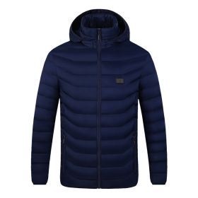 Winter Heated  Plus Size Jacket Electric Heated Clothing (Option: Zone 4single control blue-M)