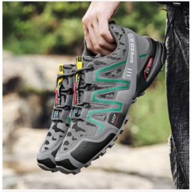 Men Hiking Shoes Climbing Male Sports Shoes Work Safety Toe Tactical Non-Slip Durable Trekking Sneakers Mens Footwear (Option: Dark gray camouflage-39)