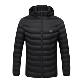 Winter Heated  Plus Size Jacket Electric Heated Clothing (Option: Zone 4single control black-M)