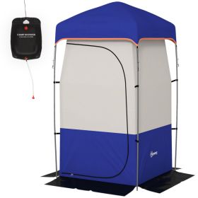 Camping Shower Tent, Portable Privacy Shelter with Solar Shower Bag, Removable Floor and Carrying Bag, Blue (Option: Blue-730x170x170 mm)