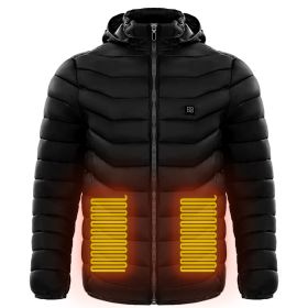 Men Heated Puffer Jacket Electric Heating Coat Insulated Hood Windbreaker (Option: Black-4XL)