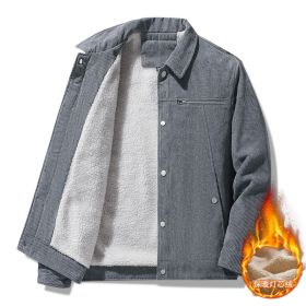 Winter Slim Retro Lapels Thick Corduroy Jacket (Option: Gray-4xl)